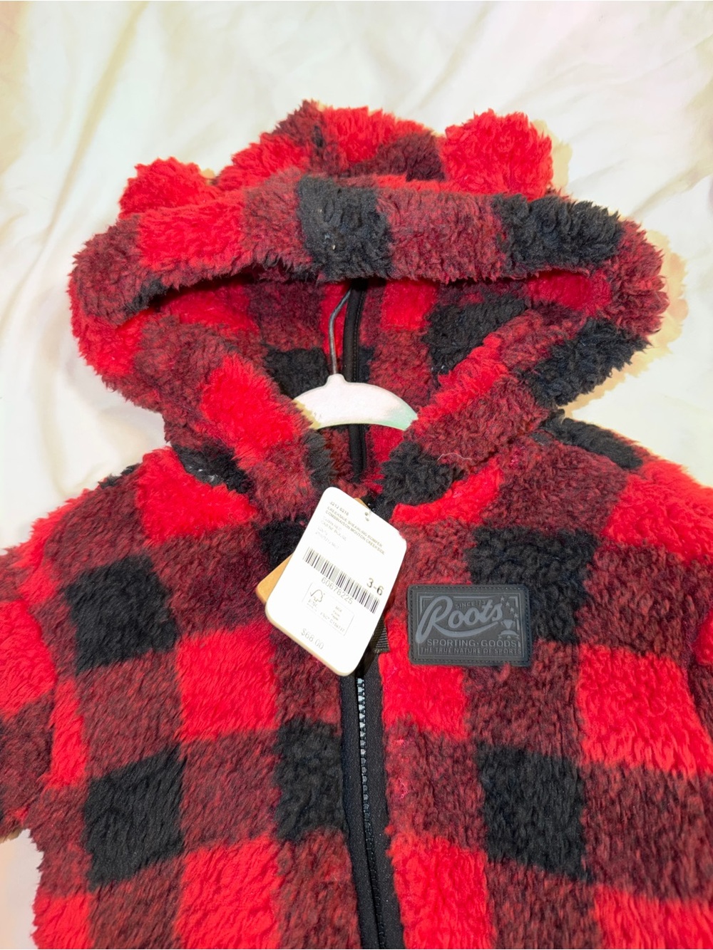 Roots Kids Red & Black Buffalo Plaid Sherpa Hoodie